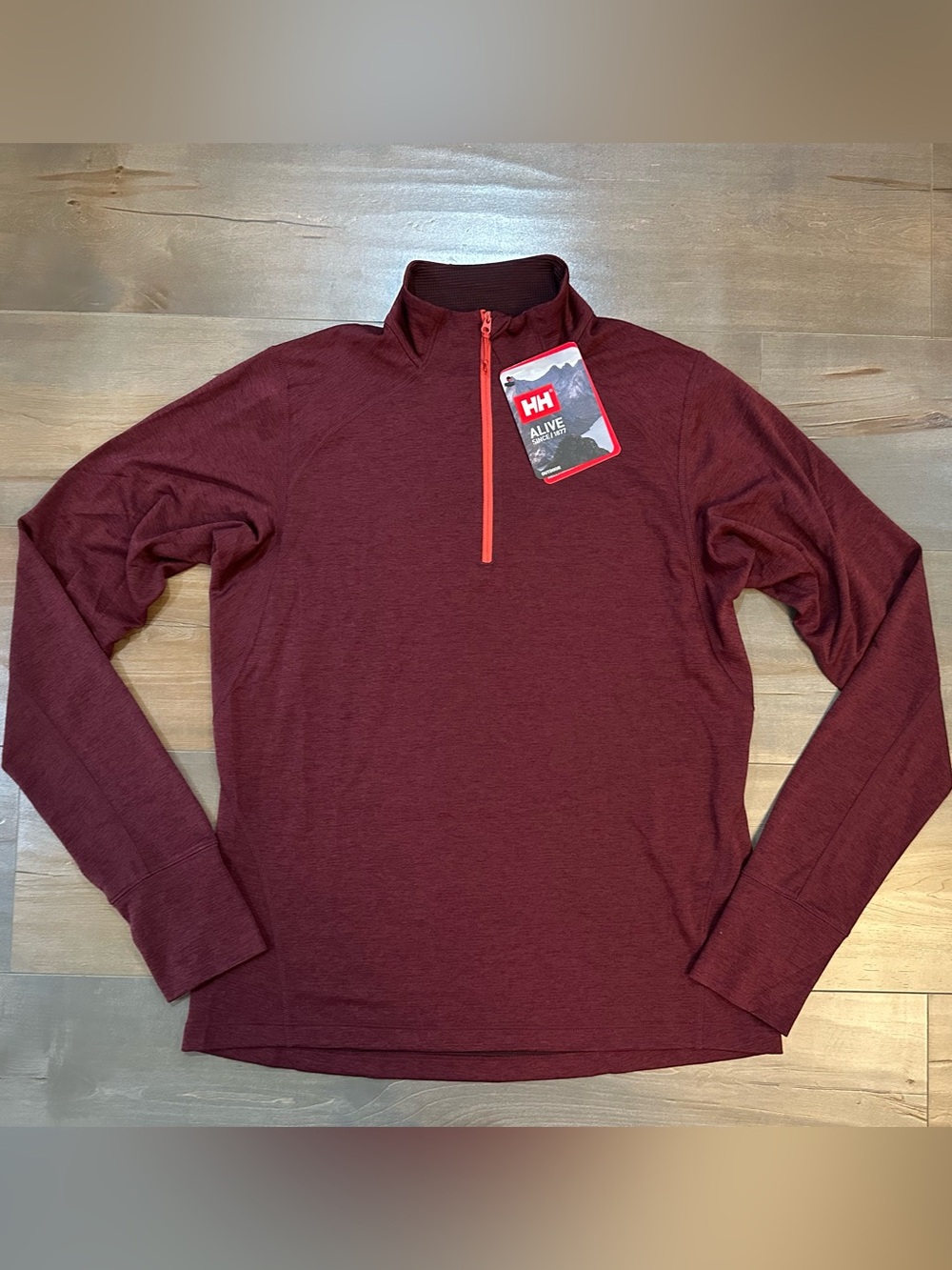 Helly Hansen Maroon/Burgundy Quarter-Zip Pullover with Coral Zipper
